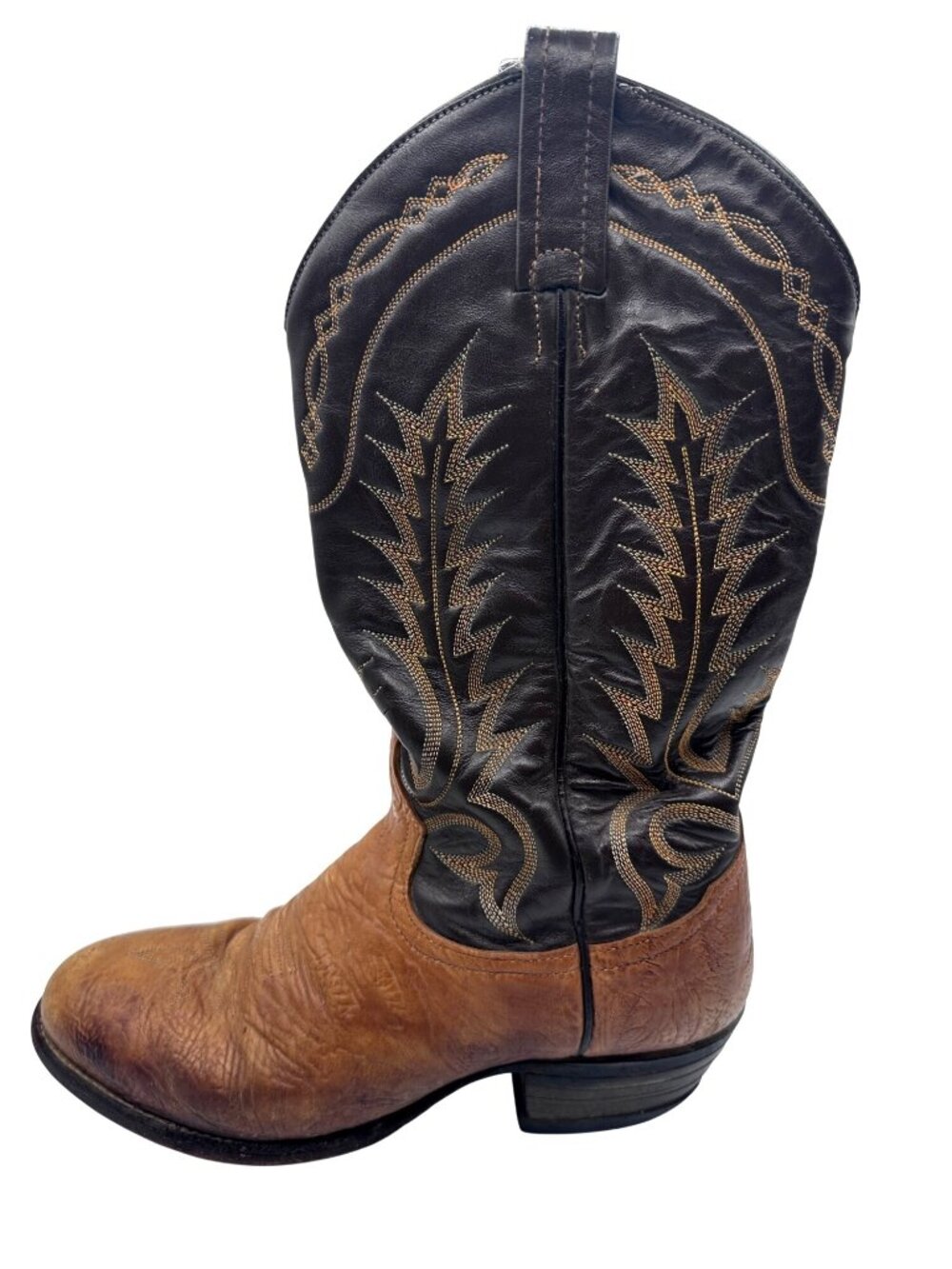 Vtg Tony Lama Leather Cowboy Boots Men Size 8.5D Brown Tan Western Style Damaged